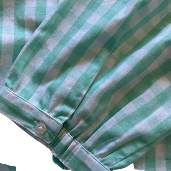 4/$20 Crown & Ivy gingham mint and white ruffle cold  shoulder top- size XL- NWT - Picture 11 of 11